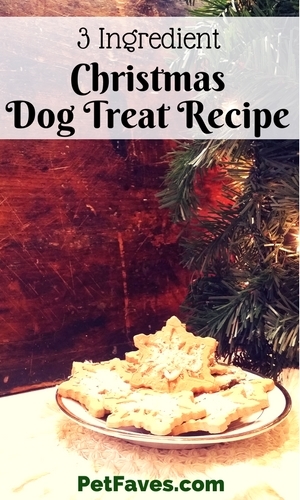 Don't forget the dog when you are doing your holiday baking. Make time for this 3 Ingredient Christmas Dog Treat Recipe and make your dog happy. #dogtreatrecipe #dogtreats #christmas #holidays 